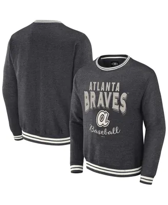 Men's Darius Rucker Collection by Fanatics Heather Charcoal Distressed Atlanta Braves Vintage-Like Pullover Sweatshirt