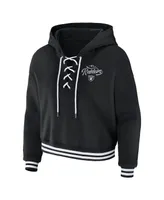 Women's Wear by Erin Andrews Black Las Vegas Raiders Lace-Up Pullover Hoodie