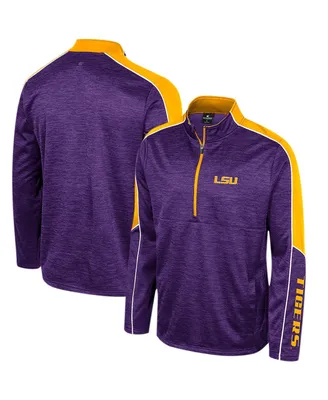 Men's Colosseum Purple Lsu Tigers Marled Half-Zip Jacket