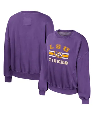 Women's Colosseum Purple Lsu Tigers Audrey Washed Pullover Sweatshirt