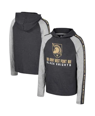 Big Boys Colosseum Black Army Knights Ned Raglan Long Sleeve Hooded T-shirt