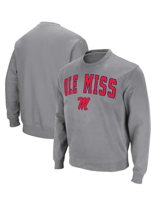 Men's Colosseum Heather Gray Ole Miss Rebels Arch & Logo Pullover Sweatshirt