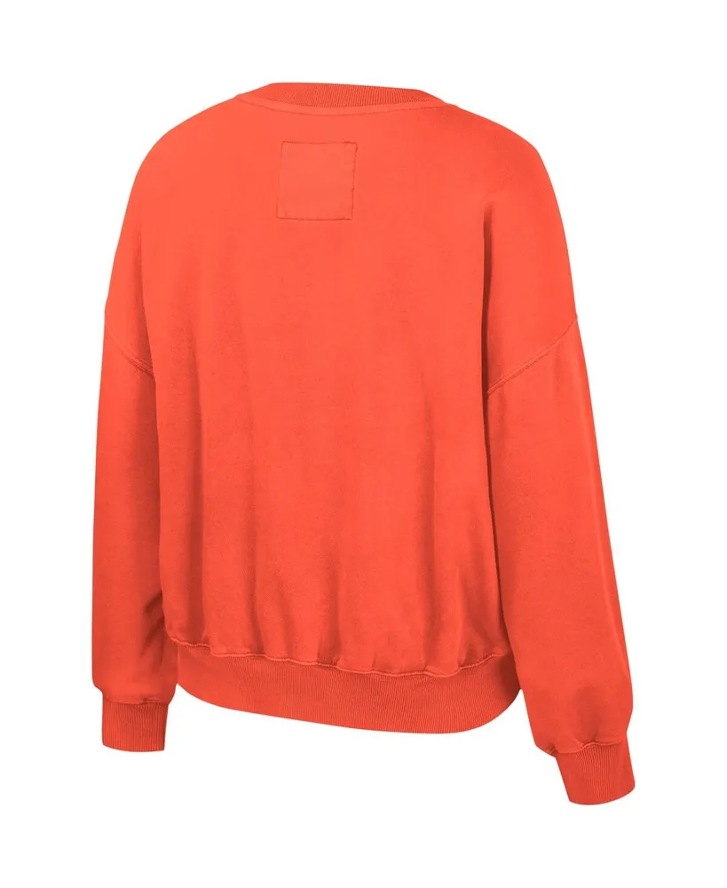 Women's Colosseum Orange Clemson Tigers Audrey Washed Pullover Sweatshirt