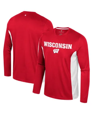Men's Colosseum Red Wisconsin Badgers Warm Up Long Sleeve T-shirt