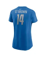 Women's Nike Amon-Ra St. Brown Blue Detroit Lions Player Name Number T-shirt