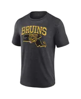 Men's Fanatics Heather Charcoal Distressed Boston Bruins Centennial Team Tri-Blend T-shirt