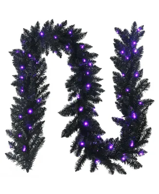 9 feet Pre-lit Christmas Halloween Garland with 50 Purple Led Lights