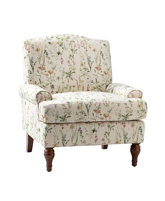 Lucretia Modern Upholstered Accent Chair with Patterned Cushion