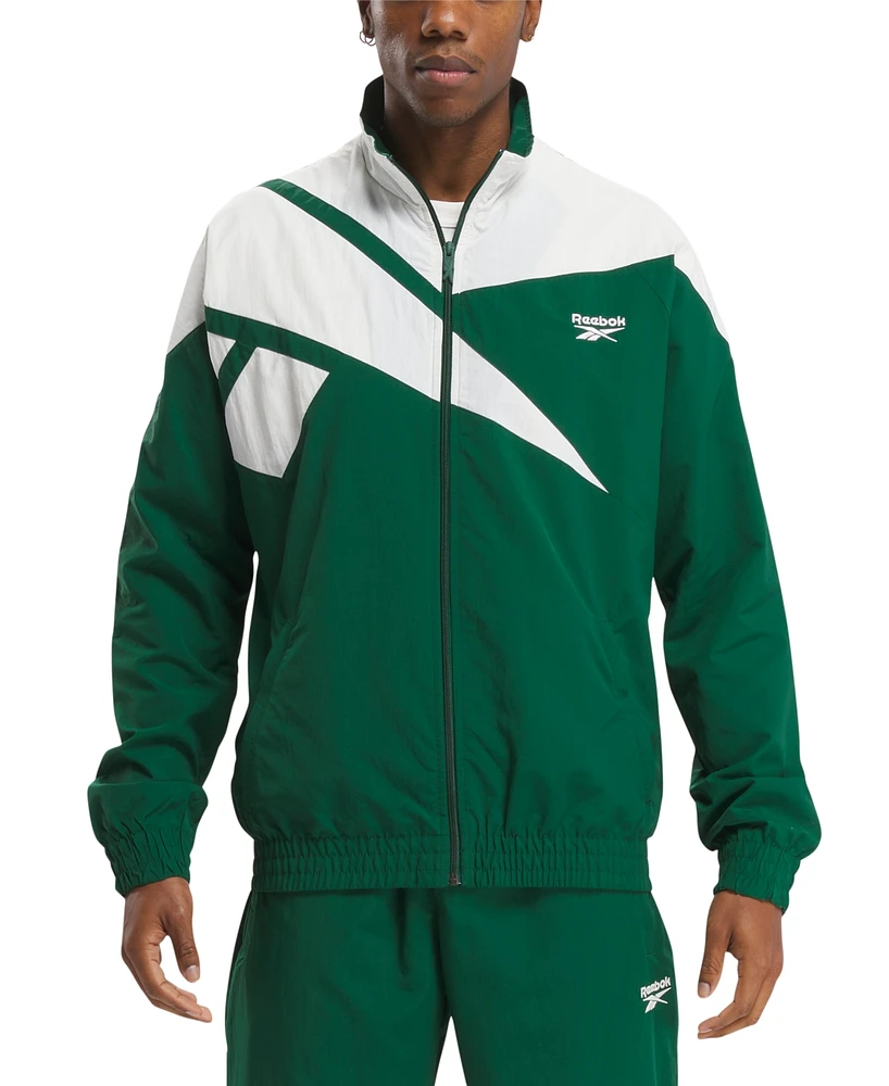 Reebok Men's Classics Vector Regular-Fit Logo Colorblocked Full-Zip Track Jacket