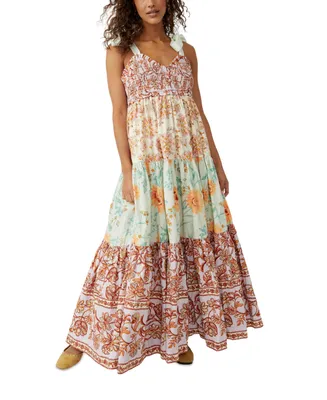 Free People Women's Bluebell Cotton Mixed-Print Tiered Maxi Dress