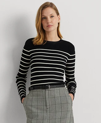 Lauren Ralph Women's Striped Crewneck Sweater, Regular & Petite