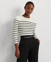 Lauren Ralph Women's Striped Crewneck Sweater, Regular & Petite