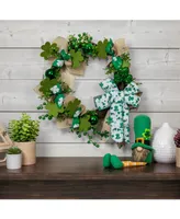 Burlap Bows and Shamrocks St. Patrick's Day Wreath, 24", Unlit