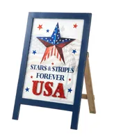 Glitzhome 24" H Patriotic, Americana Wooden Easel Porch Decor