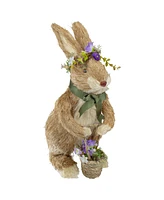 Northlight 15" Sisal Rabbit with Basket Easter Figure