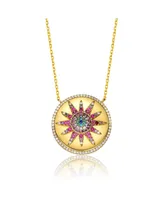 GiGiGirl Teens/Young Adults Sterling Silver 14K Gold Plated Multi Color Cubic Zirconia Necklace