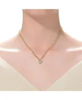 GiGiGirl Chic Teens/Young Adults 14K Gold Plated Cubic Zirconia Heart Charm Necklace