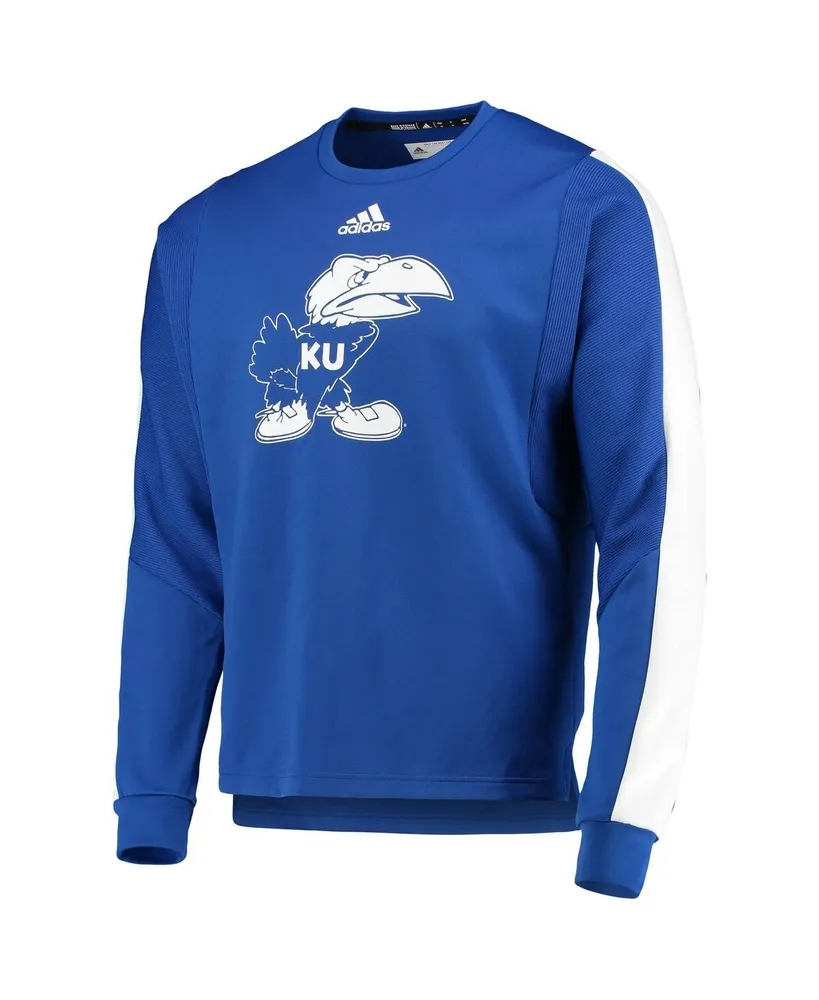 Men's adidas Royal Kansas Jayhawks Sideline Reverse Retro Aeroready Pullover Sweatshirt