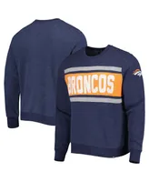 Men's '47 Brand Heather Navy Distressed Denver Broncos Bypass Tribeca Pullover Sweatshirt