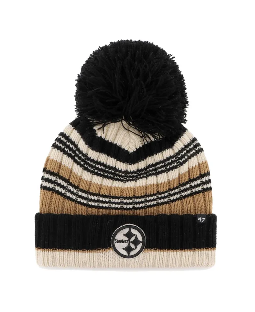 Women's '47 Brand Natural Pittsburgh Steelers Barista Cuffed Knit Hat with Pom