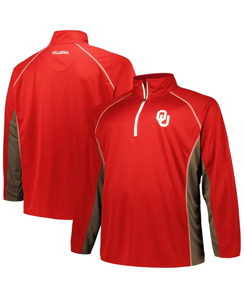 Men's Profile Crimson Oklahoma Sooners Big and Tall Quarter-Zip Raglan Jacket