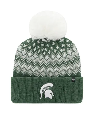 Women's '47 Brand Green Michigan State Spartans Elsa Cuffed Knit Hat with Pom