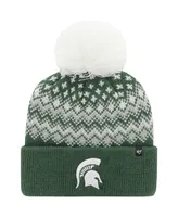 Women's '47 Brand Green Michigan State Spartans Elsa Cuffed Knit Hat with Pom