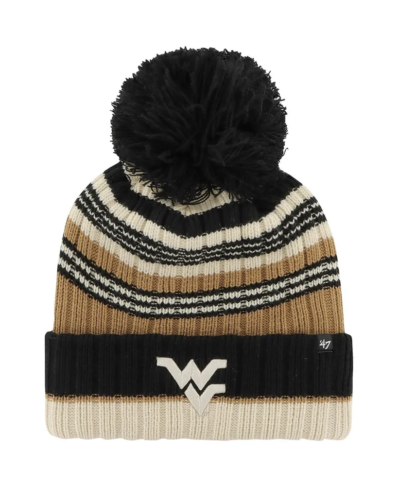 Women's '47 Brand Khaki West Virginia Mountaineers Barista Cuffed Knit Hat with Pom