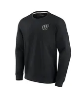 Men's and Women's Fanatics Signature Black Wisconsin Badgers Super Soft Pullover Crew Sweatshirt