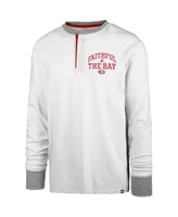 Men's '47 Brand Cream Distressed San Francisco 49ers Faithful to The Bay Pats Peek Henley T-shirt