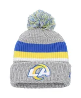 Youth Boys and Girls New Era Heather Gray Los Angeles Rams Cuffed Knit Hat with Pom