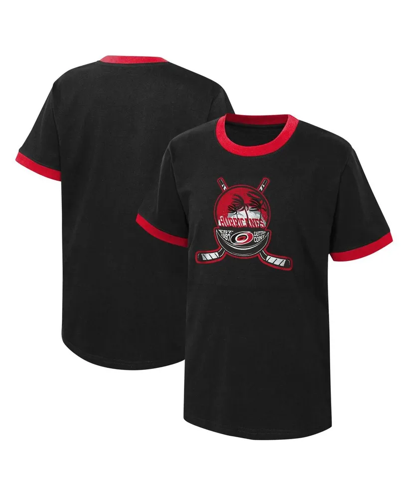 Big Boys Black Distressed Carolina Hurricanes Ice City T-shirt