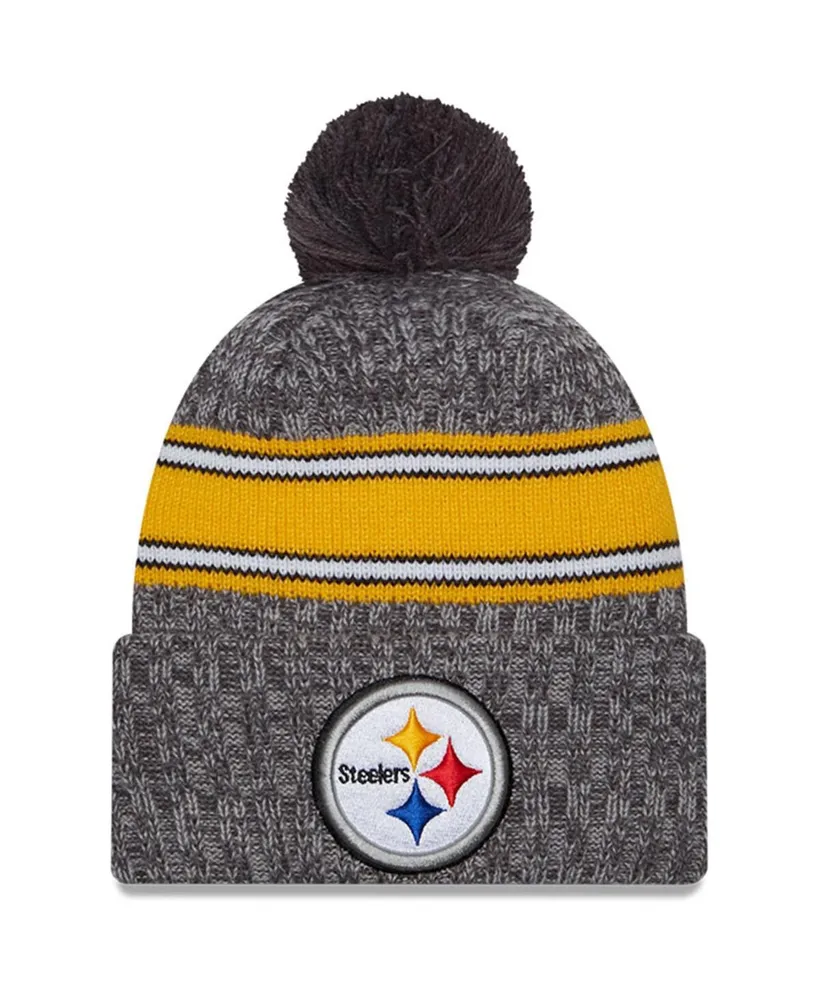 Men's New Era Gray Pittsburgh Steelers 2023 Sideline Sport Cuffed Pom Knit Hat