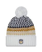 Women's New Era White New Orleans Saints 2023 Sideline Cuffed Knit Hat with Pom