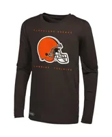 Men's Brown Cleveland Browns Side Drill Long Sleeve T-shirt