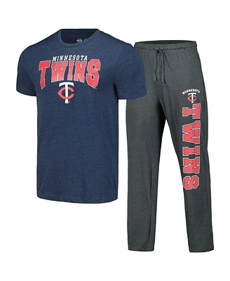 Men's Concepts Sport Charcoal, Navy Minnesota Twins Meter T-shirt and Pants Sleep Set