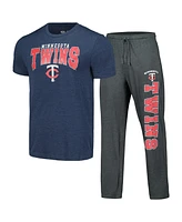 Men's Concepts Sport Charcoal, Navy Minnesota Twins Meter T-shirt and Pants Sleep Set