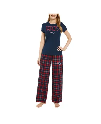 Women's Concepts Sport Navy, Red New England Patriots Arctic T-shirt and Flannel Pants Sleep Set