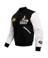 Men's Freeze Max Black, White Beavis and Butt-Head Rude Varsity Full Zip Jacket