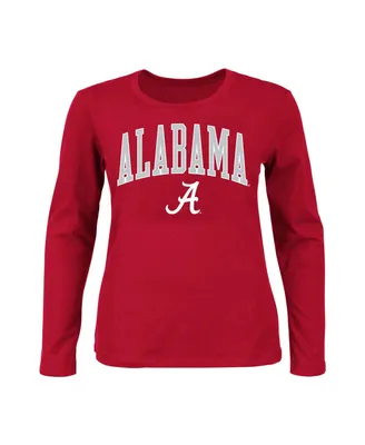 Women's Profile Crimson Alabama Tide Plus Arch Over Logo Scoop Neck Long Sleeve T-shirt