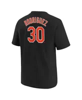 Big Boys Nike Grayson Rodriguez Black Baltimore Orioles Name and Number T-shirt