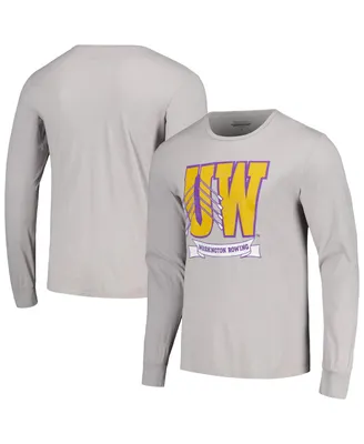 Men's Blue 84 Gray Distressed Washington Huskies Rowing the Boys Boat Long Sleeve T-shirt