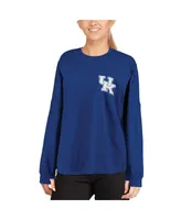 Women's Pressbox Royal Kentucky Wildcats Team Logo The Big Shirt Oversized Long Sleeve Shirt