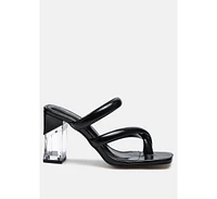 Erised Clear Block Heel Cross Strap Sandals