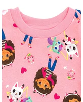 Dreamworks Gabby's Dollhouse Toddler Girls Pandy Paws MerCat Cakey Cat French Terry Sweatshirt Pink Toddler|Child