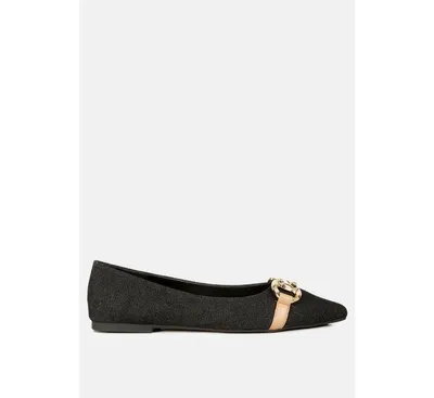 cressida denim horsebit detail ballet flats