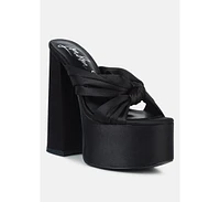 Women's Strobing Knotted Chunky Platform Heels sandals