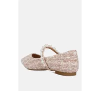 mowie tweed Mary jane ballet flats