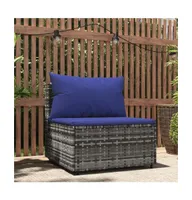 Patio Middle Sofa with Cushions Poly Rattan