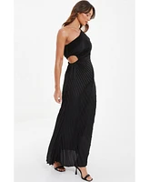 Quiz Women's One-Shoulder Cut Out Waist Pleated Maxi Dress